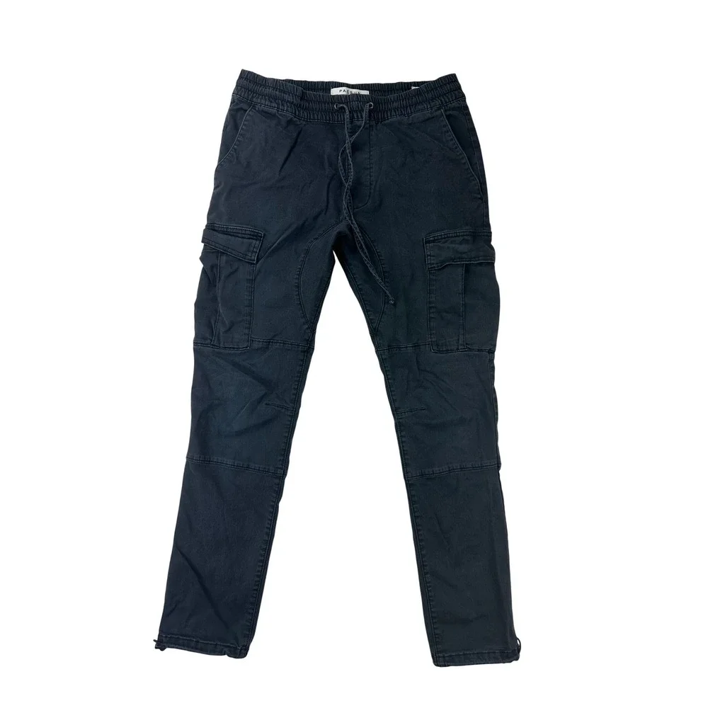 PacSun Cargo Pants Mens Slim M‎ Black Jogger Utility Pockets Cotton Spandex